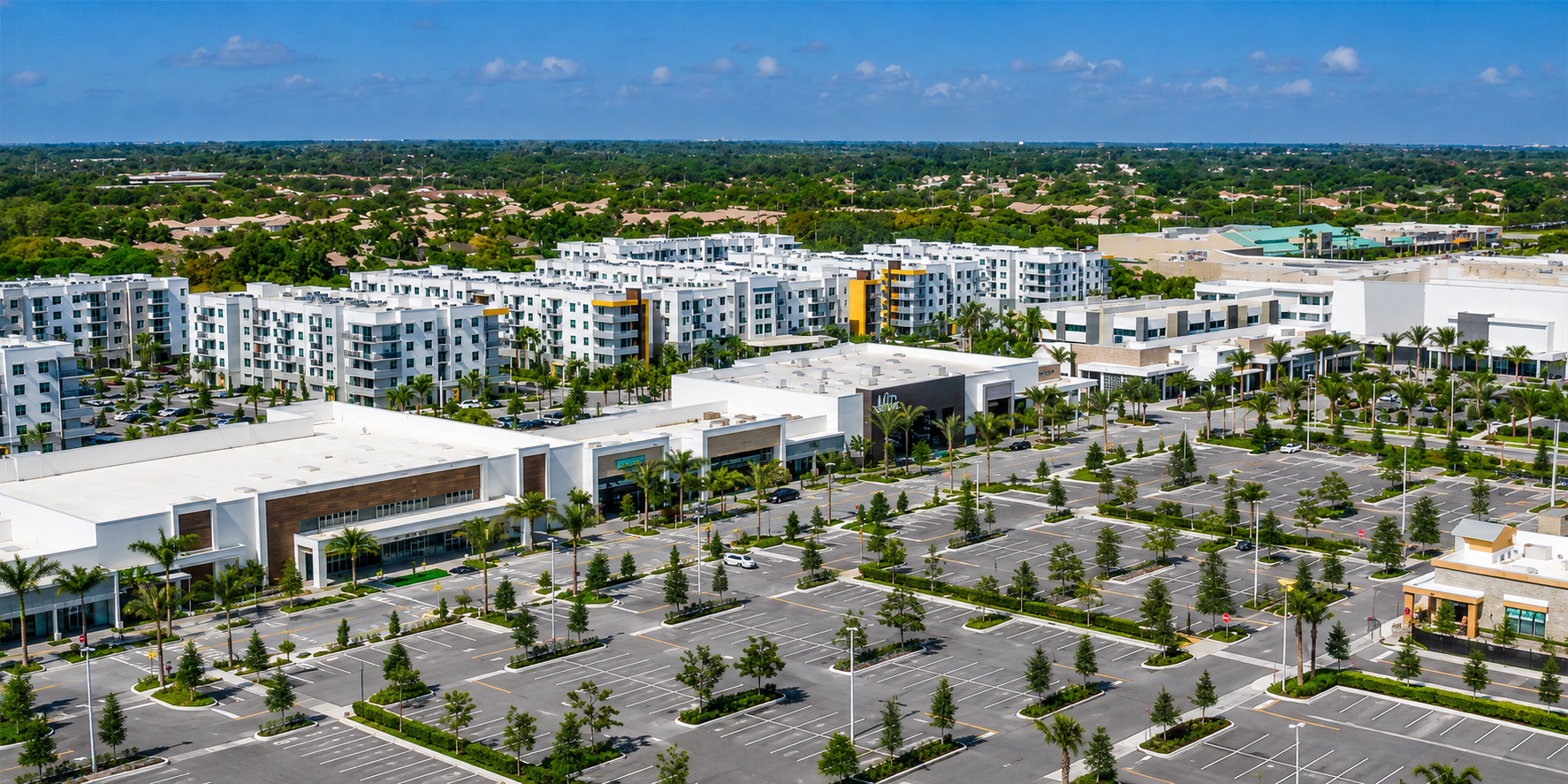 Aerial view of Uptown Boca Raton mixed-use development